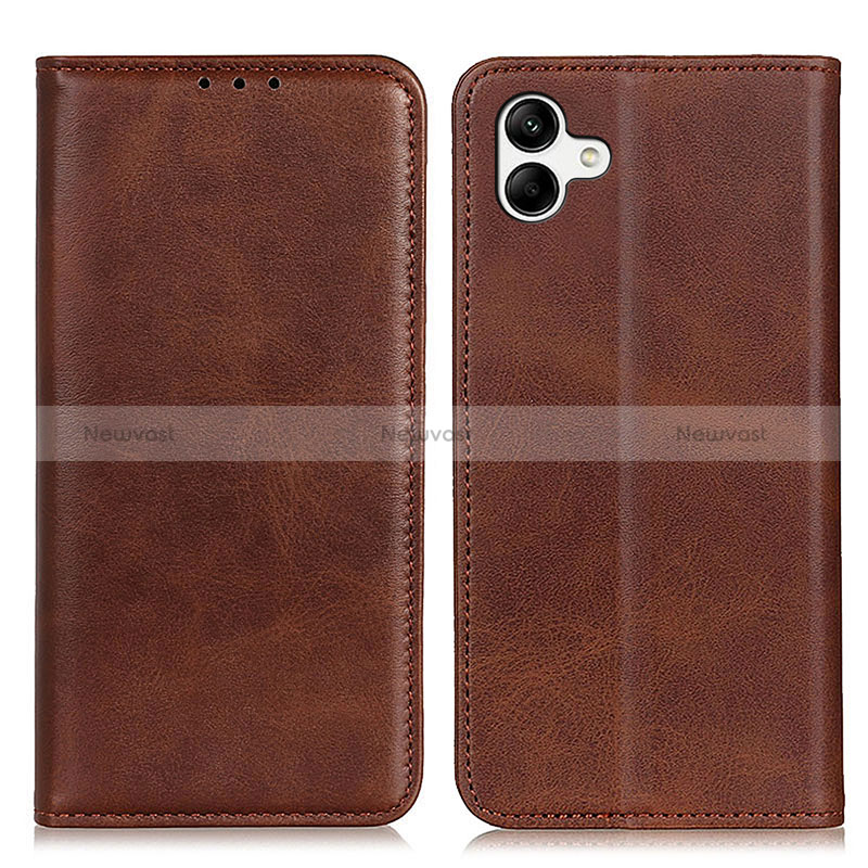 Leather Case Stands Flip Cover Holder A02D for Samsung Galaxy A04 4G Brown