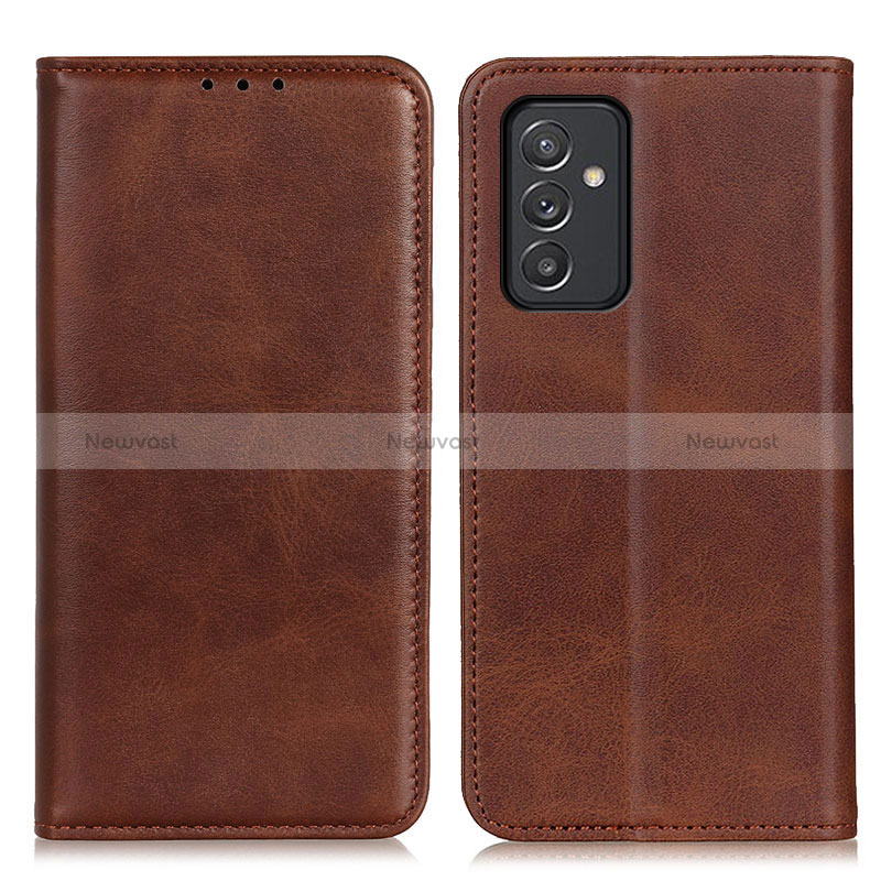 Leather Case Stands Flip Cover Holder A02D for Samsung Galaxy A15 LTE Brown