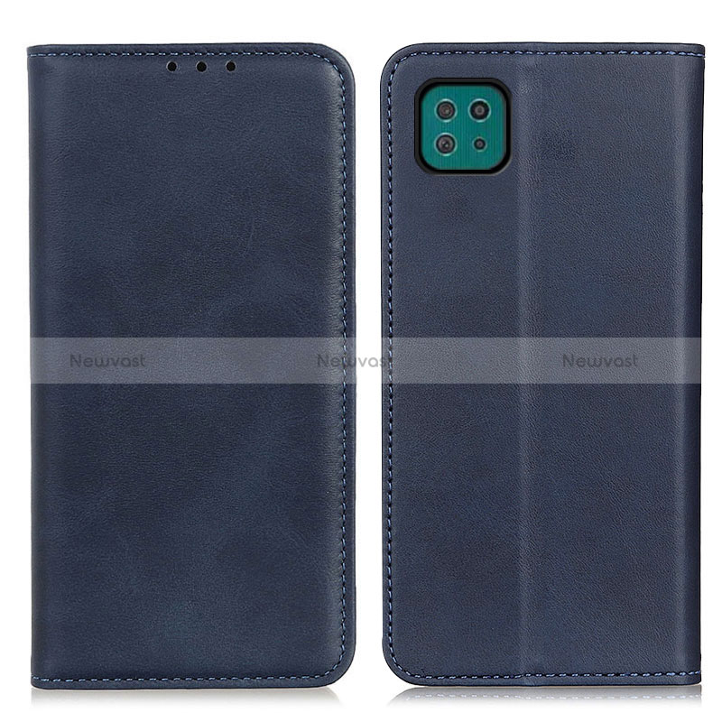 Leather Case Stands Flip Cover Holder A02D for Samsung Galaxy A22 5G Blue