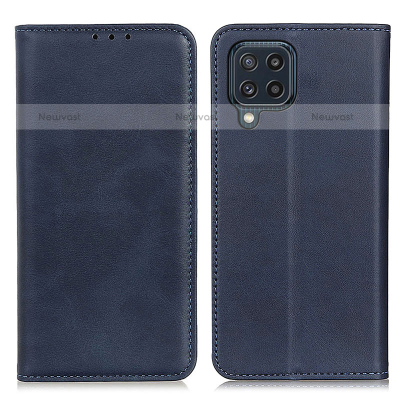 Leather Case Stands Flip Cover Holder A02D for Samsung Galaxy M32 4G Blue