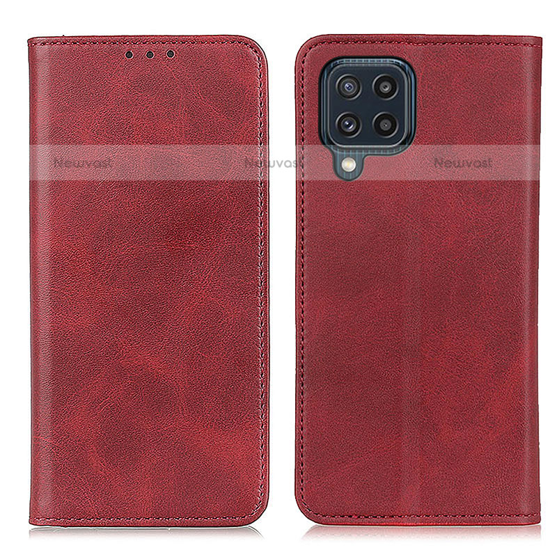 Leather Case Stands Flip Cover Holder A02D for Samsung Galaxy M32 4G Red