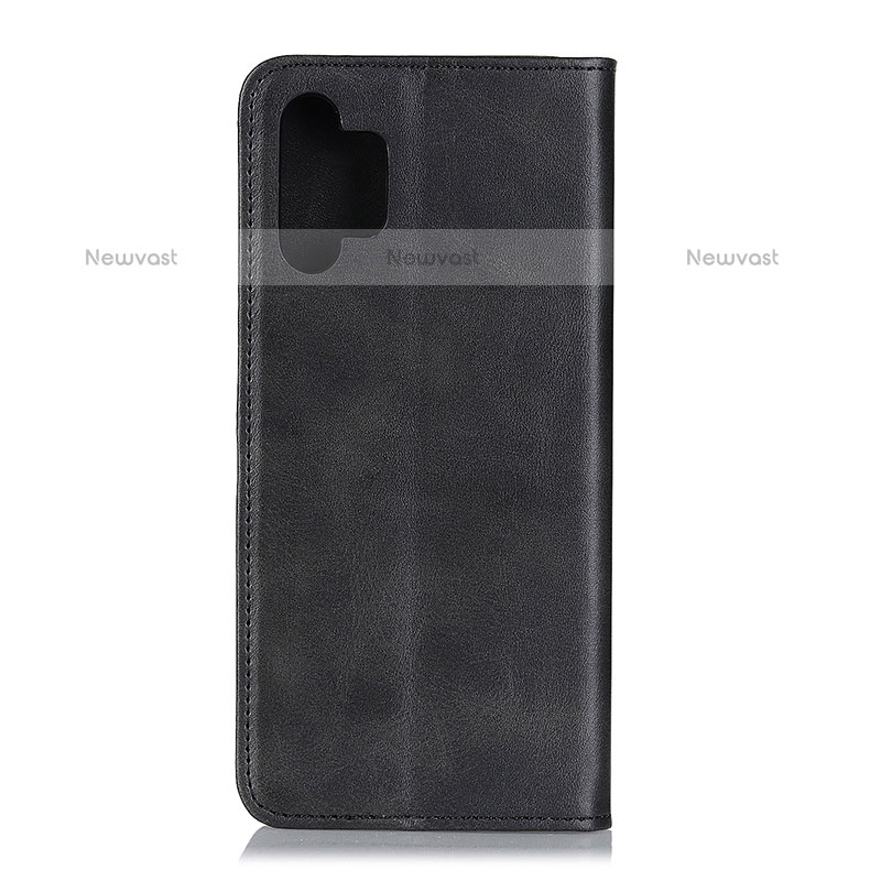 Leather Case Stands Flip Cover Holder A02D for Samsung Galaxy M32 5G Black