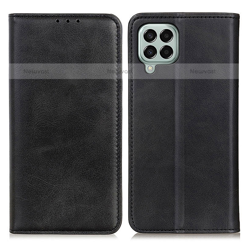 Leather Case Stands Flip Cover Holder A02D for Samsung Galaxy M33 5G Black