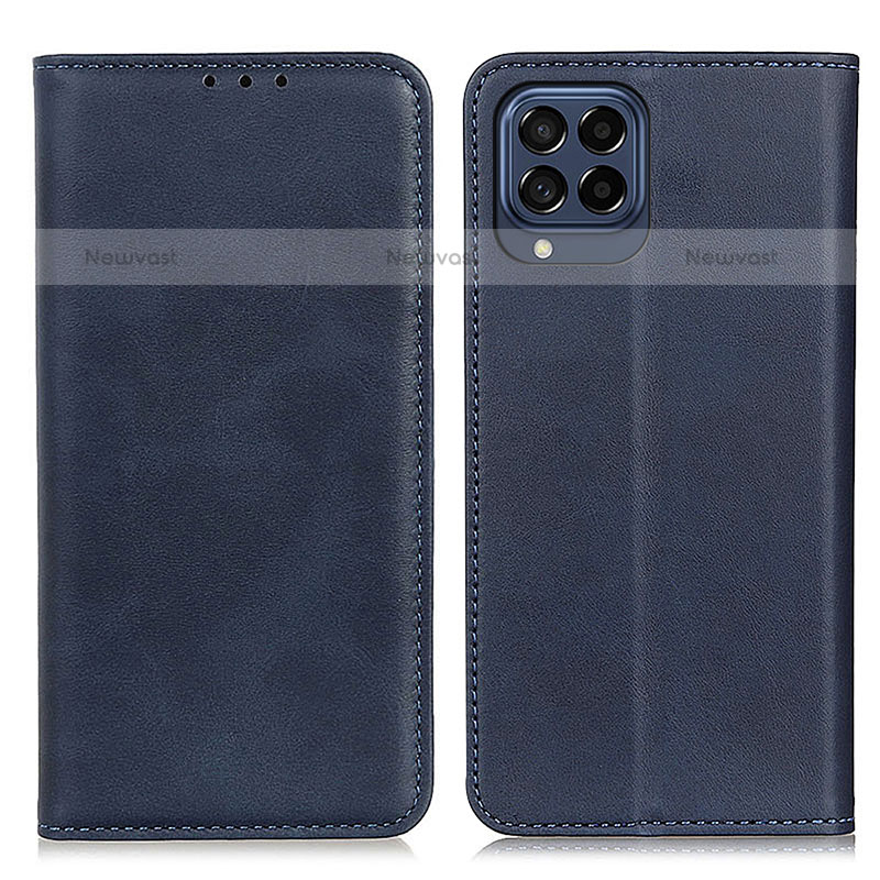 Leather Case Stands Flip Cover Holder A02D for Samsung Galaxy M53 5G Blue