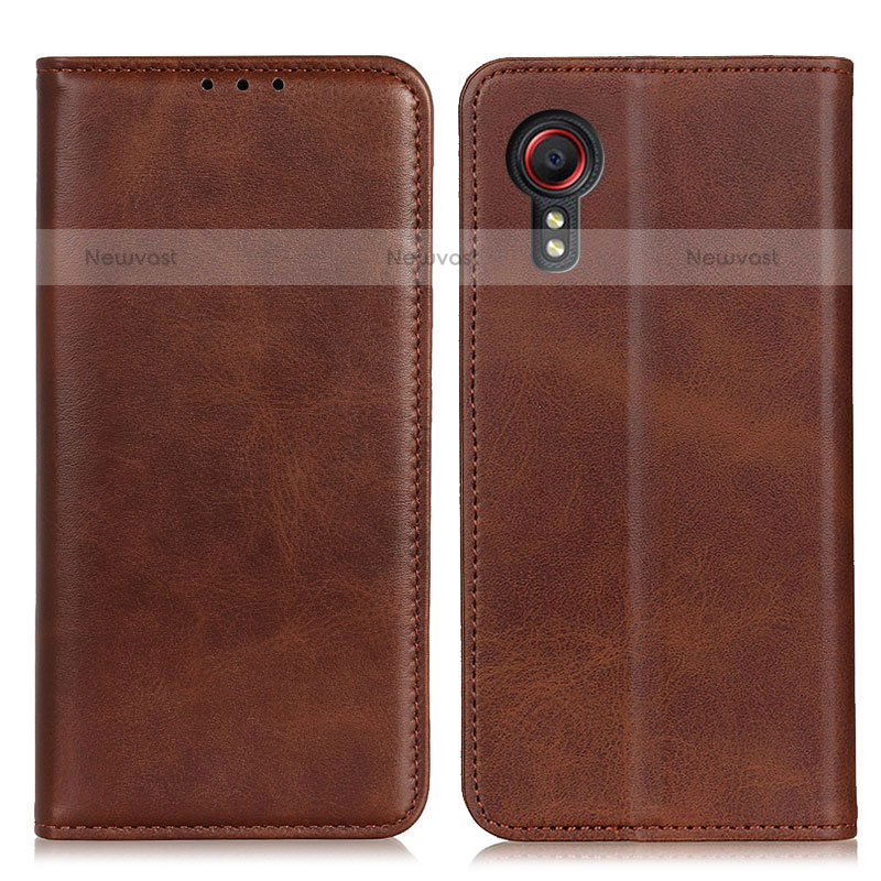 Leather Case Stands Flip Cover Holder A02D for Samsung Galaxy XCover 5 SM-G525F Brown