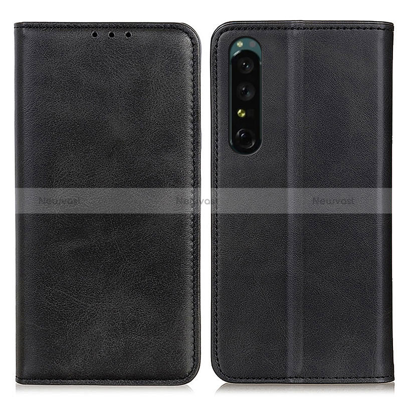 Leather Case Stands Flip Cover Holder A02D for Sony Xperia 1 IV Black