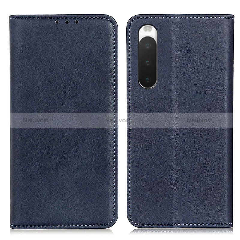 Leather Case Stands Flip Cover Holder A02D for Sony Xperia 10 IV SOG07 Blue