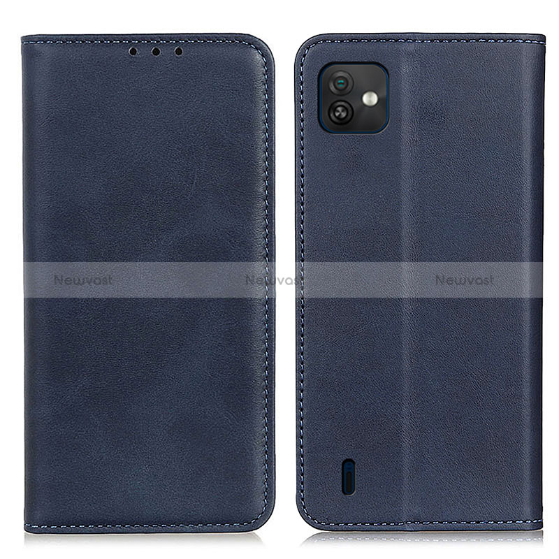 Leather Case Stands Flip Cover Holder A02D for Wiko Y82 Blue