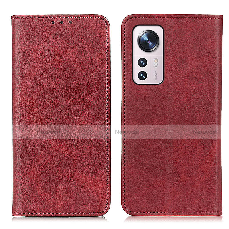 Leather Case Stands Flip Cover Holder A02D for Xiaomi Mi 12 5G Red