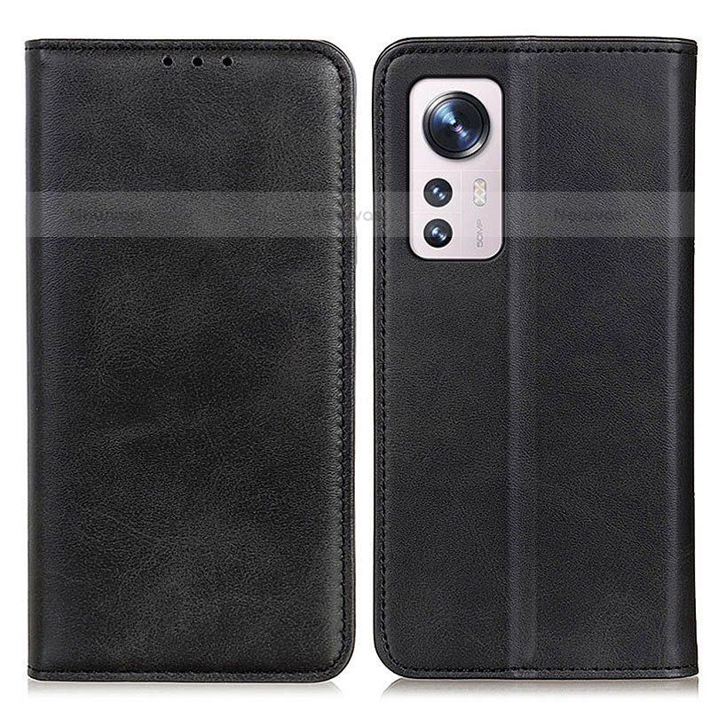 Leather Case Stands Flip Cover Holder A02D for Xiaomi Mi 12 Pro 5G Black