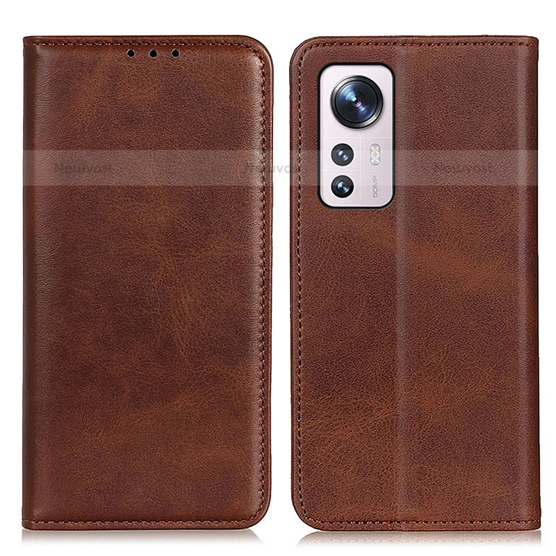 Leather Case Stands Flip Cover Holder A02D for Xiaomi Mi 12S Pro 5G Brown