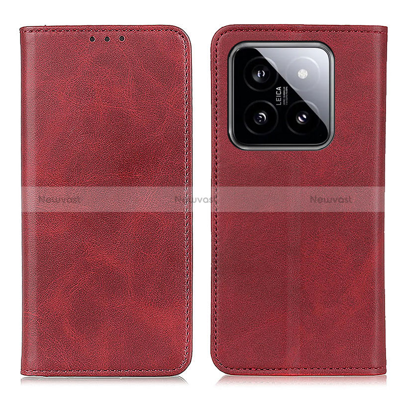 Leather Case Stands Flip Cover Holder A02D for Xiaomi Mi 14 5G Red