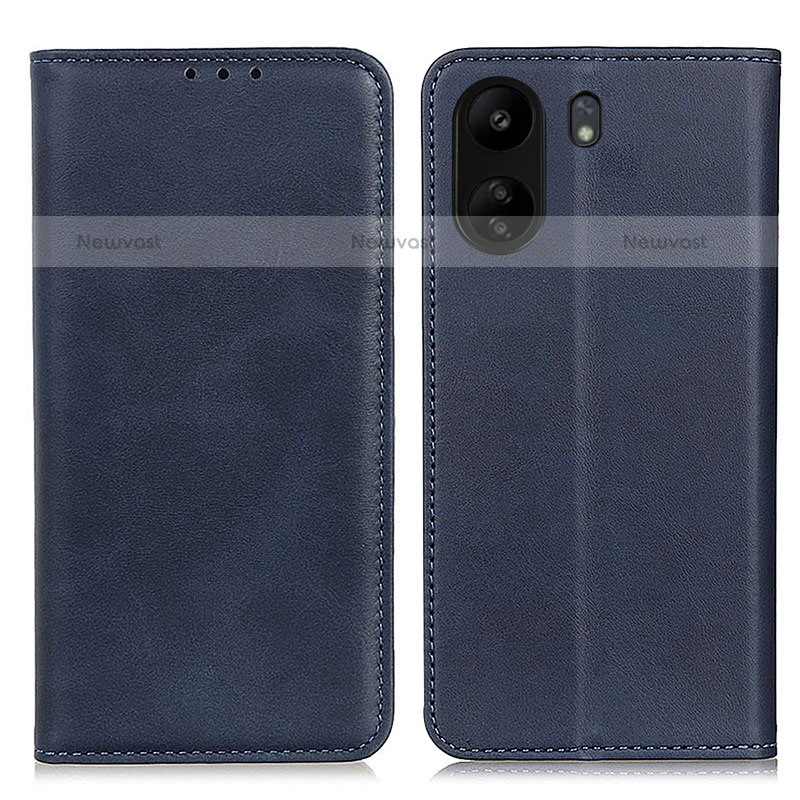 Leather Case Stands Flip Cover Holder A02D for Xiaomi Poco C65 Blue