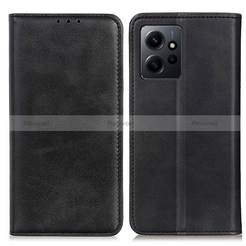 Leather Case Stands Flip Cover Holder A02D for Xiaomi Redmi Note 12 4G Black