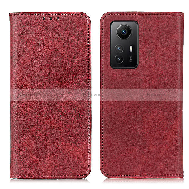 Leather Case Stands Flip Cover Holder A02D for Xiaomi Redmi Note 12S Red