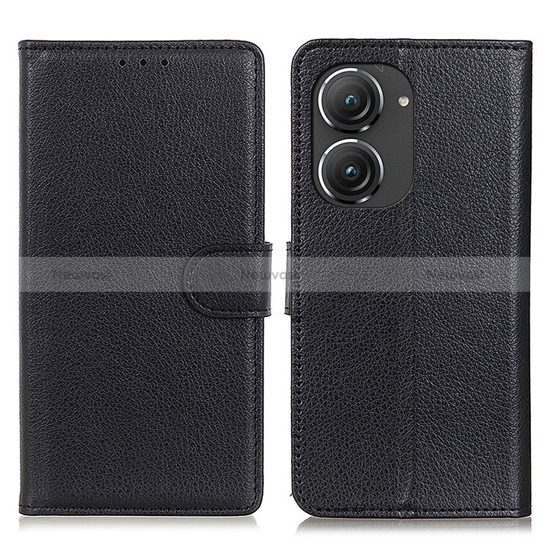 Leather Case Stands Flip Cover Holder A03D for Asus Zenfone 9 Black