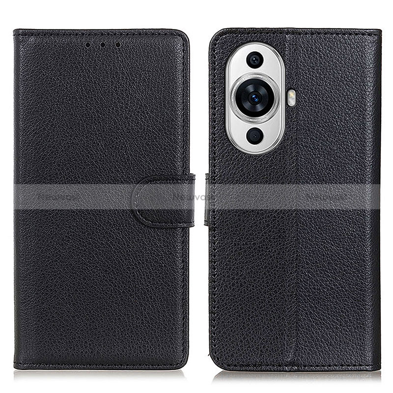 Leather Case Stands Flip Cover Holder A03D for Huawei Nova 11 Pro Black