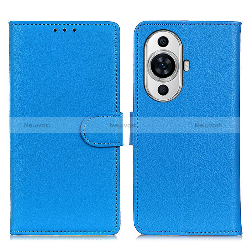 Leather Case Stands Flip Cover Holder A03D for Huawei Nova 11 Ultra Sky Blue