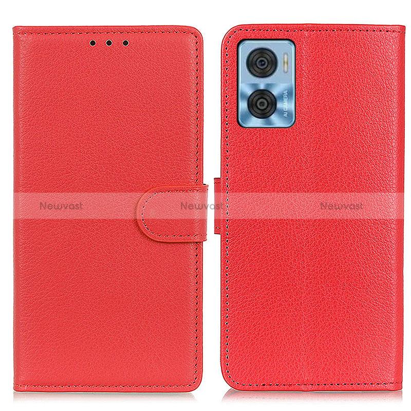 Leather Case Stands Flip Cover Holder A03D for Motorola Moto E22i Red