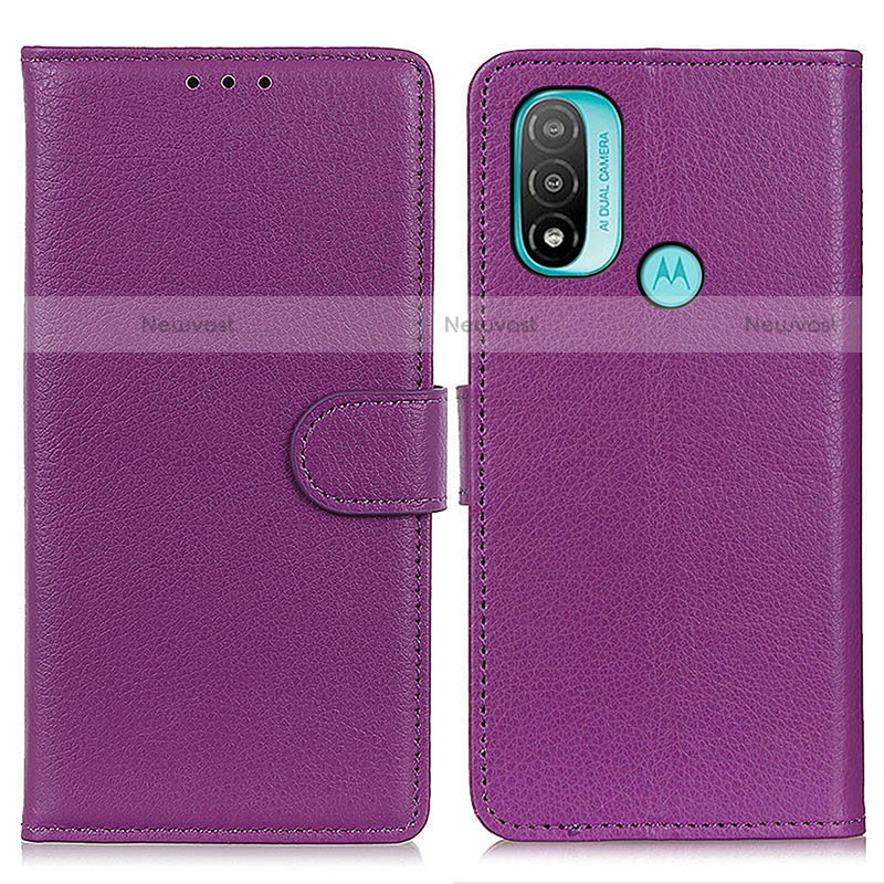 Leather Case Stands Flip Cover Holder A03D for Motorola Moto E30 Purple