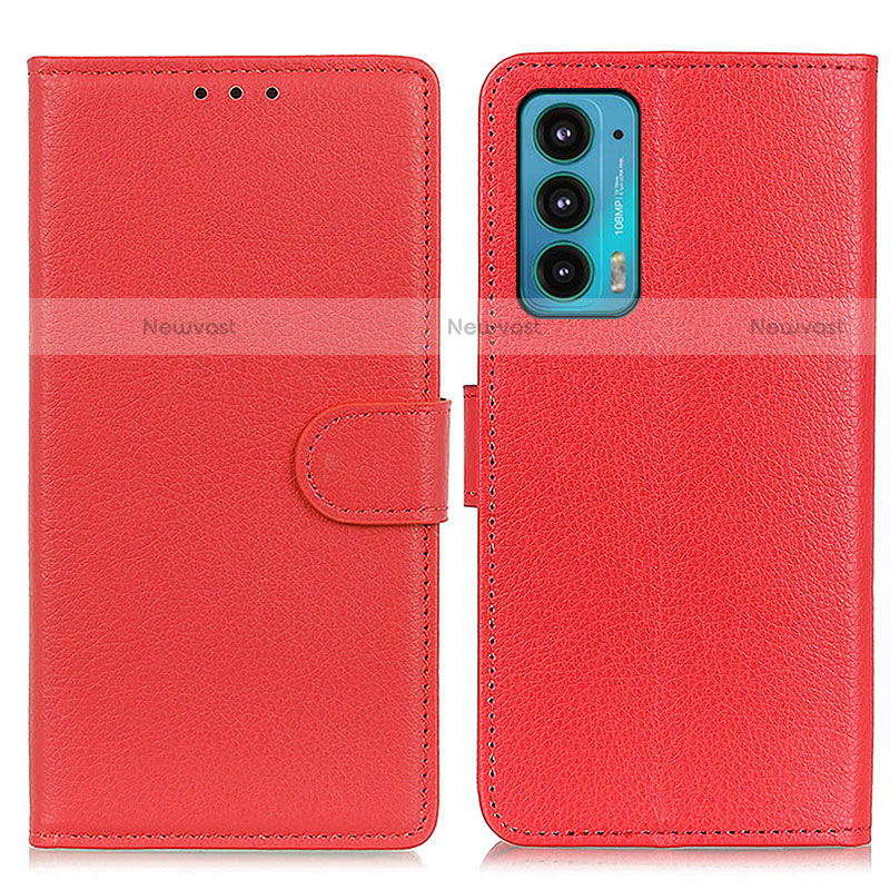 Leather Case Stands Flip Cover Holder A03D for Motorola Moto Edge 20 5G Red