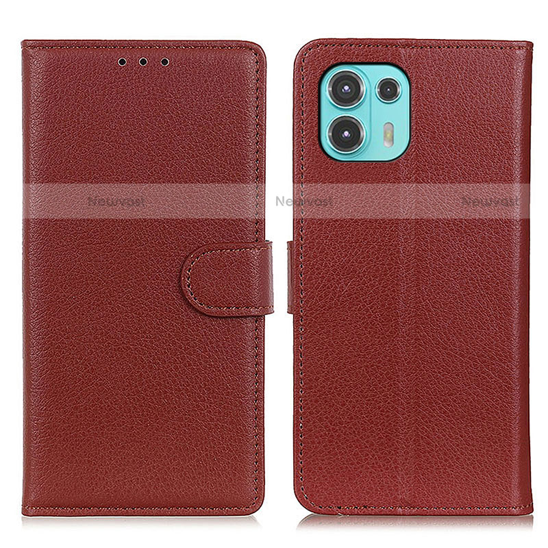 Leather Case Stands Flip Cover Holder A03D for Motorola Moto Edge 20 Lite 5G Brown