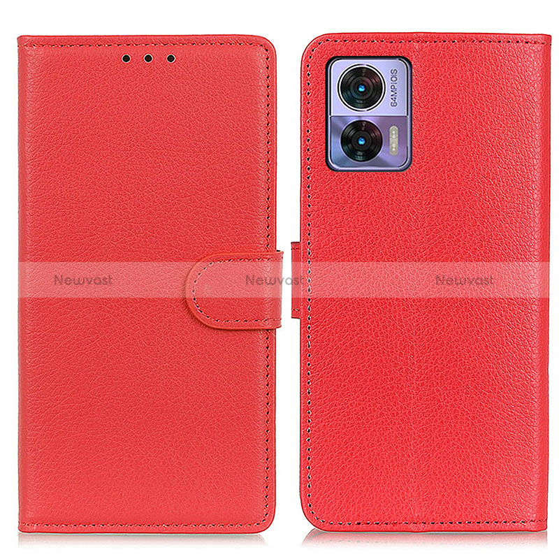 Leather Case Stands Flip Cover Holder A03D for Motorola Moto Edge 30 Lite 5G Red