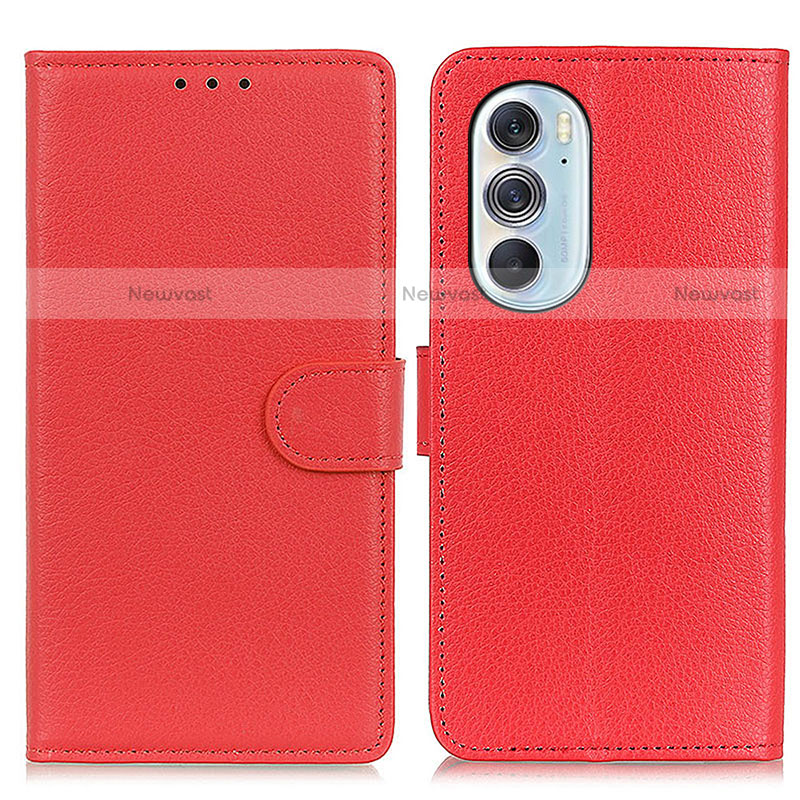 Leather Case Stands Flip Cover Holder A03D for Motorola Moto Edge 30 Pro 5G Red