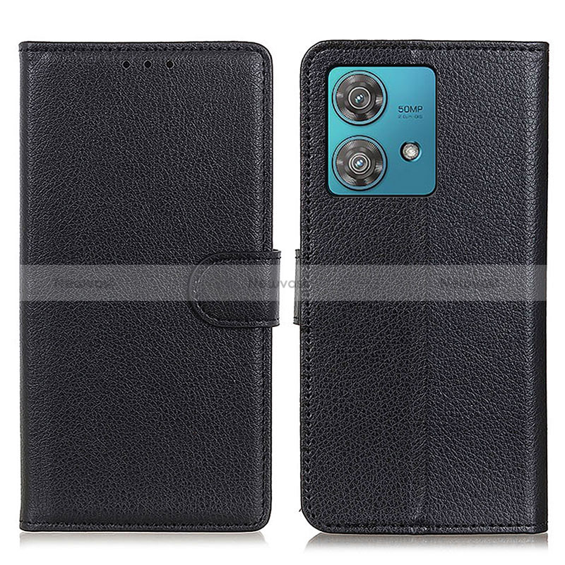 Leather Case Stands Flip Cover Holder A03D for Motorola Moto Edge 40 Neo 5G Black