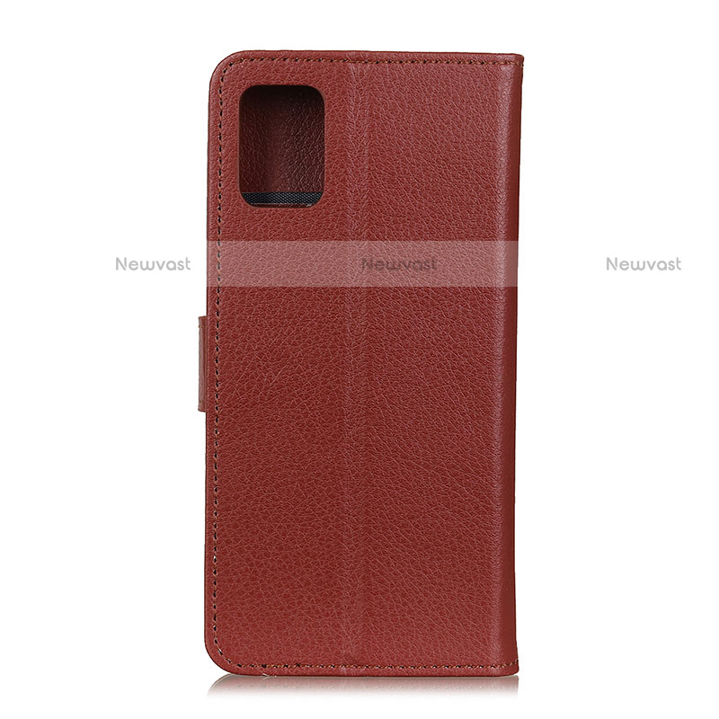 Leather Case Stands Flip Cover Holder A03D for Motorola Moto Edge S 5G Brown