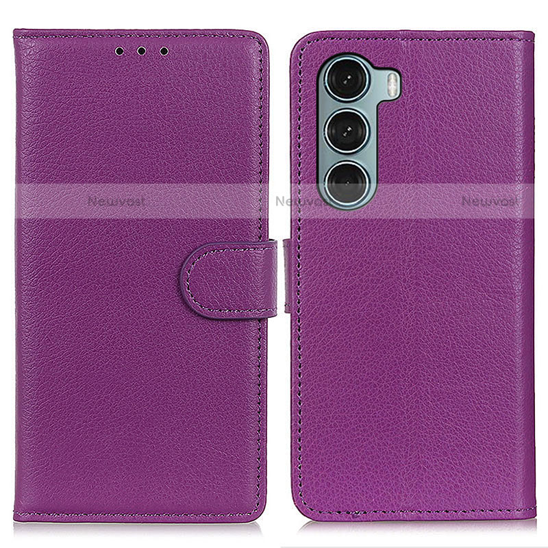 Leather Case Stands Flip Cover Holder A03D for Motorola Moto Edge S30 5G Purple