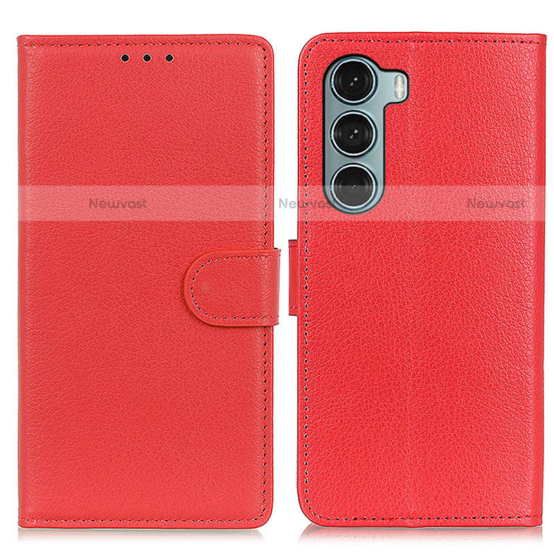 Leather Case Stands Flip Cover Holder A03D for Motorola Moto Edge S30 5G Red