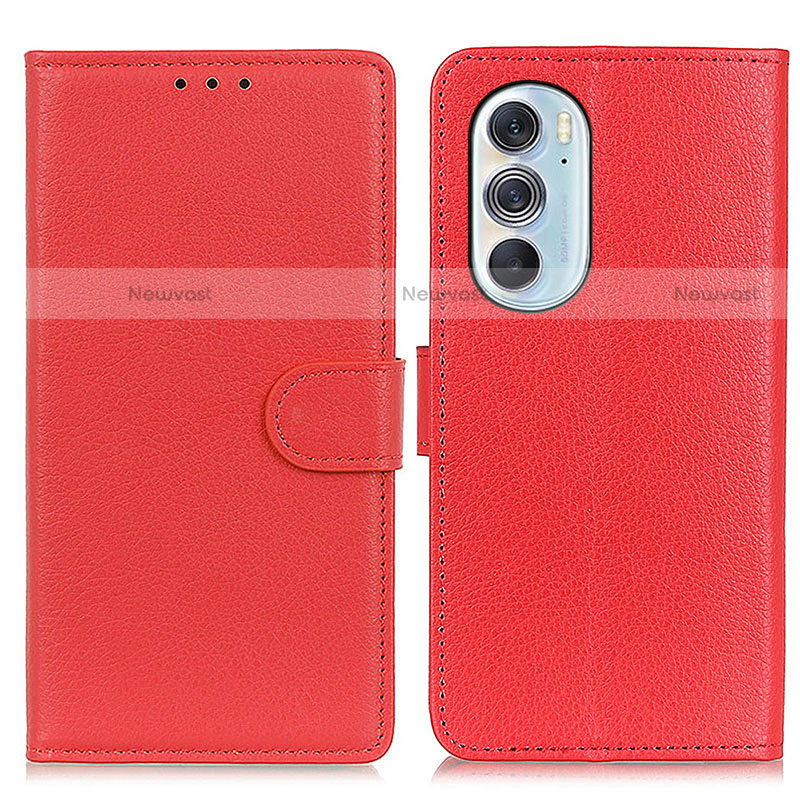 Leather Case Stands Flip Cover Holder A03D for Motorola Moto Edge X30 5G Red