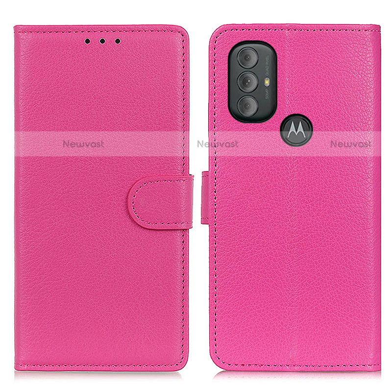 Leather Case Stands Flip Cover Holder A03D for Motorola Moto G Play (2023) Hot Pink