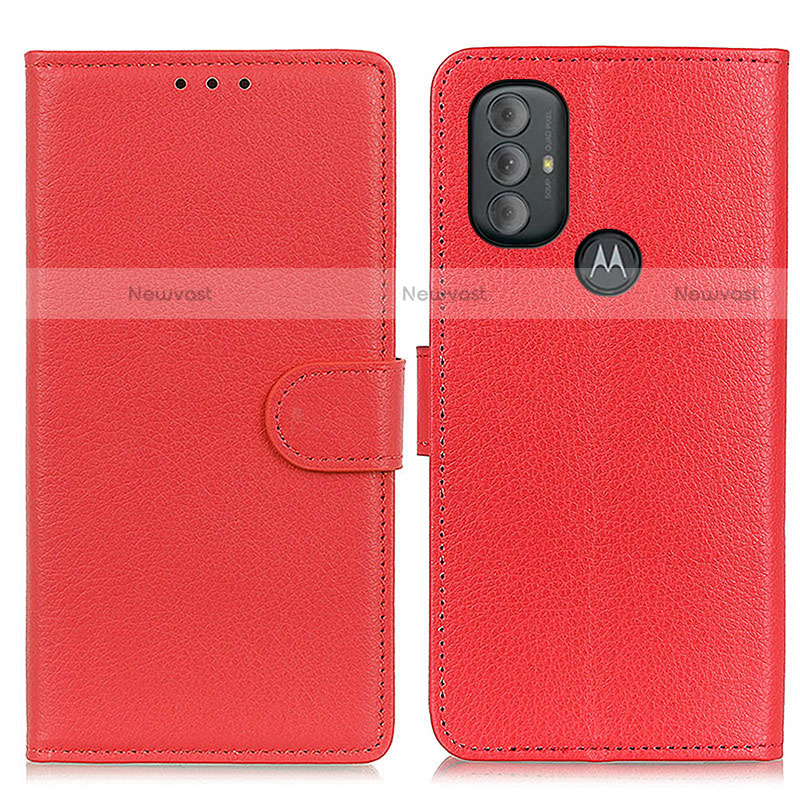 Leather Case Stands Flip Cover Holder A03D for Motorola Moto G Play (2023) Red