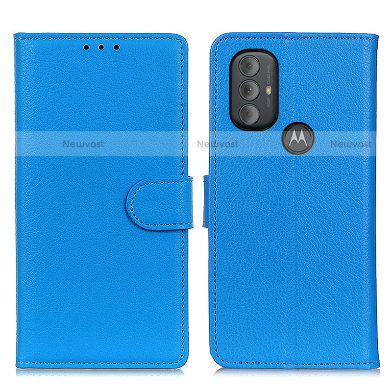 Leather Case Stands Flip Cover Holder A03D for Motorola Moto G Play Gen 2 Sky Blue