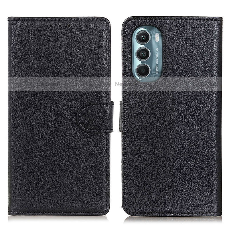 Leather Case Stands Flip Cover Holder A03D for Motorola Moto G Stylus (2022) 4G Black