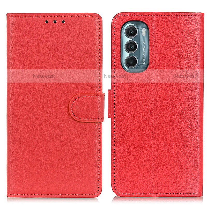 Leather Case Stands Flip Cover Holder A03D for Motorola Moto G Stylus (2022) 4G Red