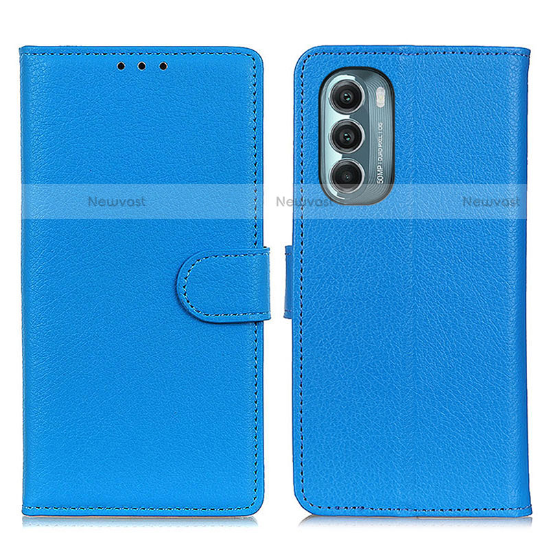 Leather Case Stands Flip Cover Holder A03D for Motorola Moto G Stylus (2022) 4G Sky Blue