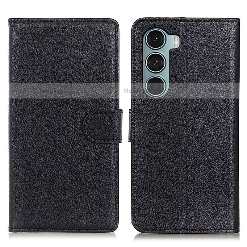 Leather Case Stands Flip Cover Holder A03D for Motorola Moto G200 5G Black