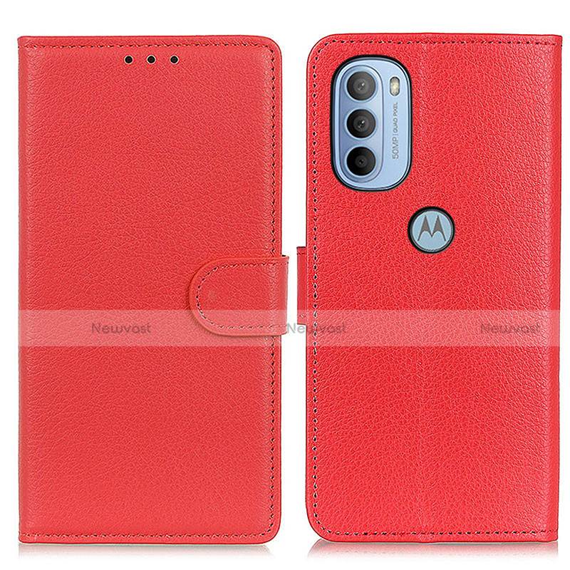 Leather Case Stands Flip Cover Holder A03D for Motorola Moto G41 Red