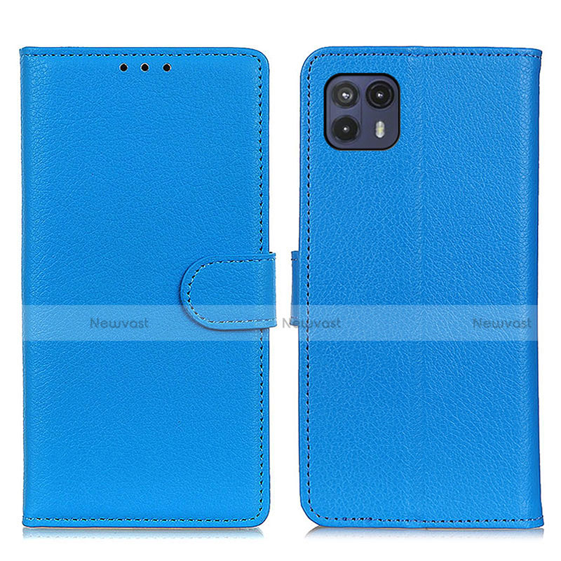 Leather Case Stands Flip Cover Holder A03D for Motorola Moto G50 5G Sky Blue