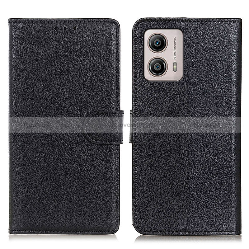 Leather Case Stands Flip Cover Holder A03D for Motorola Moto G53y 5G Black