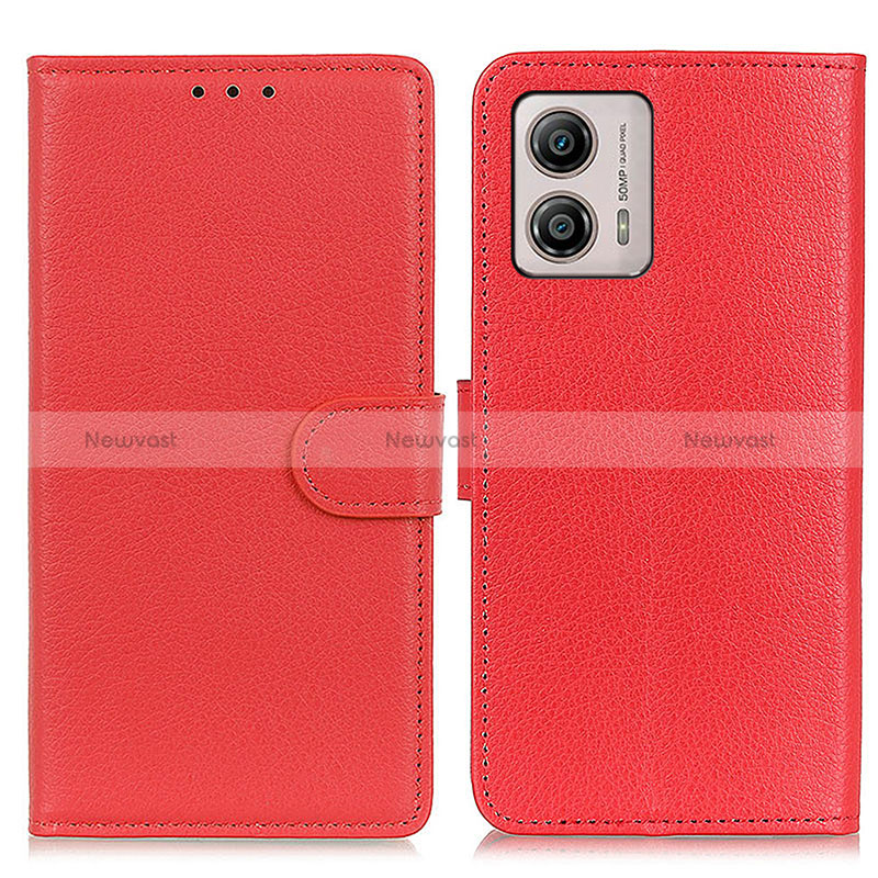 Leather Case Stands Flip Cover Holder A03D for Motorola Moto G53y 5G Red