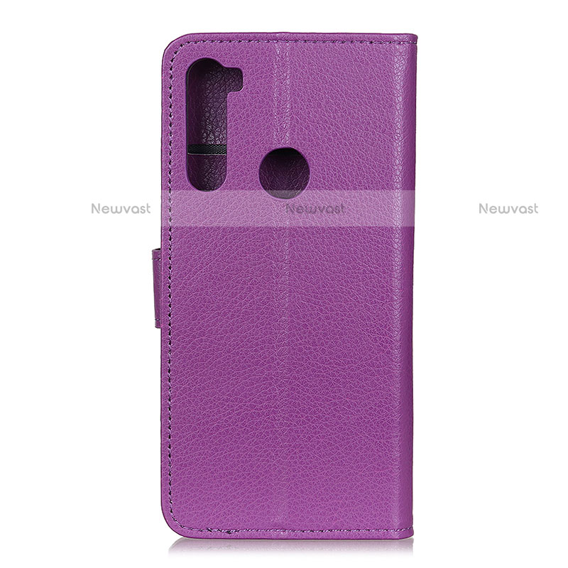 Leather Case Stands Flip Cover Holder A03D for Motorola Moto One Fusion Plus Purple