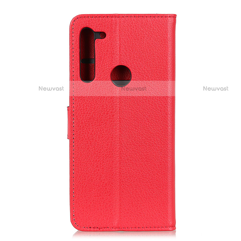 Leather Case Stands Flip Cover Holder A03D for Motorola Moto One Fusion Plus Red