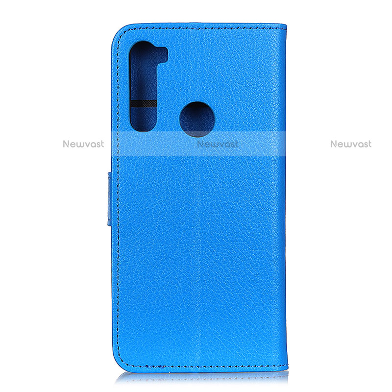 Leather Case Stands Flip Cover Holder A03D for Motorola Moto One Fusion Plus Sky Blue