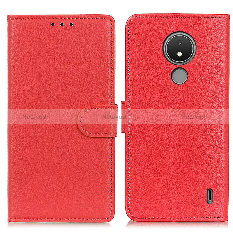 Leather Case Stands Flip Cover Holder A03D for Nokia C21 Red