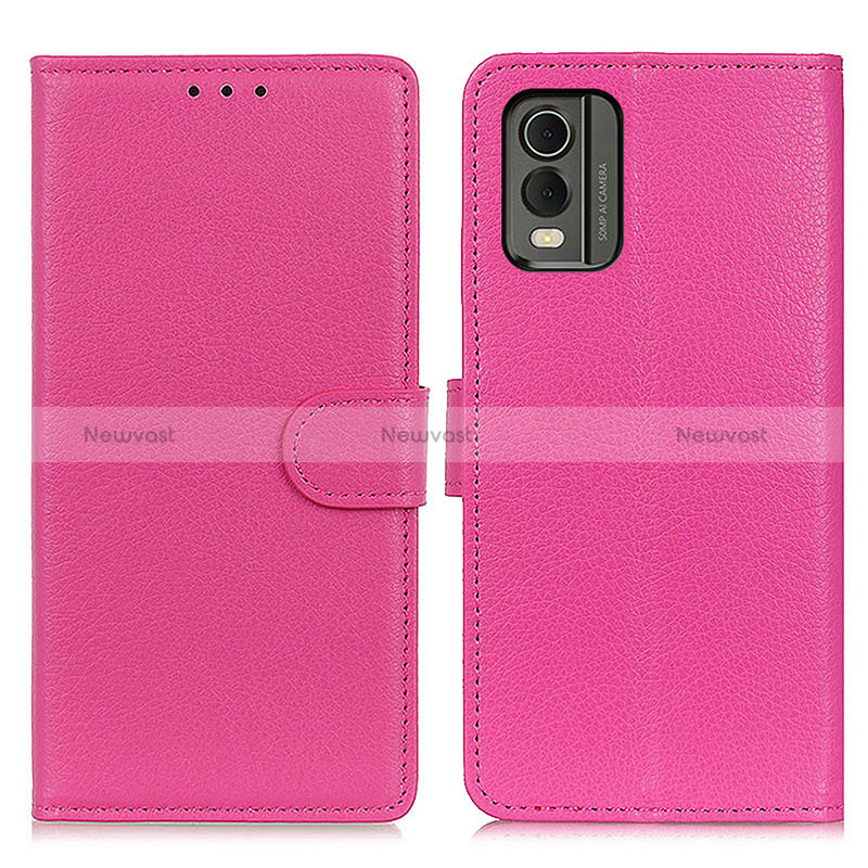 Leather Case Stands Flip Cover Holder A03D for Nokia C210 Hot Pink