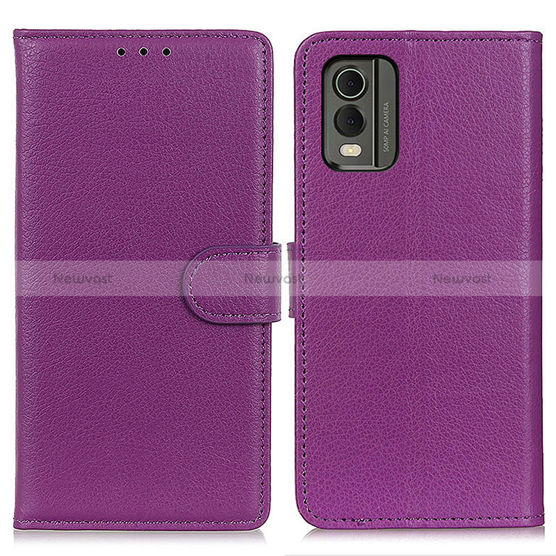 Leather Case Stands Flip Cover Holder A03D for Nokia C210 Purple